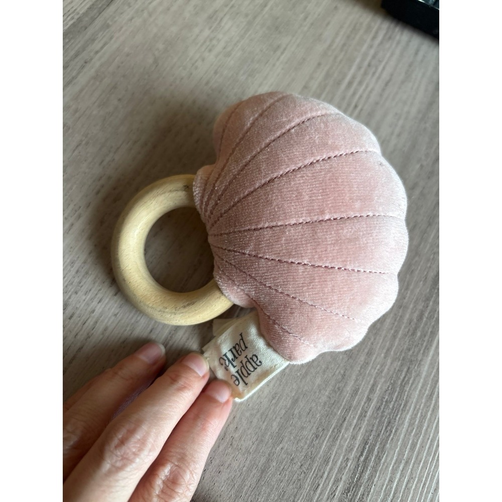 Apple Park Farm Buddies Organic Velvet Shell Rattle Teether Pink